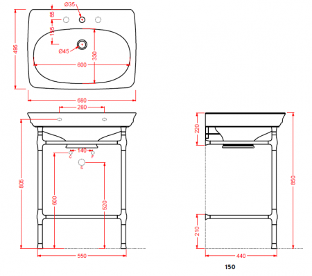 Раковина с металлической консолью Artceram Civitas CIL001 01 00 bi*1+CIA002 71cr фото