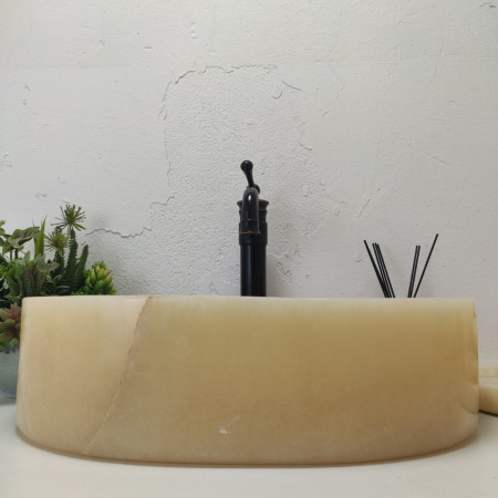 Накладная раковина из оникса Oval Yellow OY-01587 (53*38*15) фото