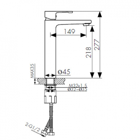 Высокий смеситель для раковины Kaiser Elite 01111 хром фото