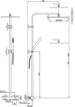 Душевая система Paini Dax 84CR689TH3SQP1 с термостатом Хром фото