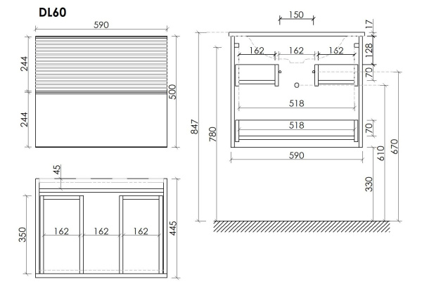 Тумба под раковину Sancos Delta DL60W дуб светлый/белый фото