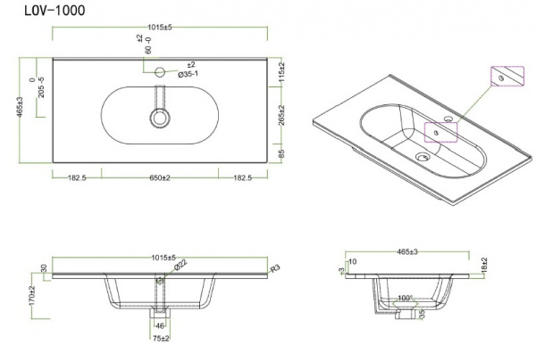 Раковина BelBagno LOV-1000-LVB фото