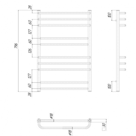 Водяной полотенцесушитель Ravak Cube X04000083668 50x80 фото