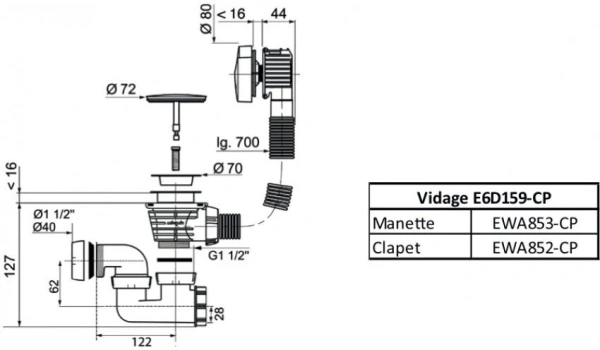 Слив-перелив для ванны Jacob Delafon E6D159-CP фото