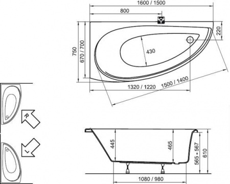 Акриловая ванна Ravak Avocado CQ01000000 160 L фото