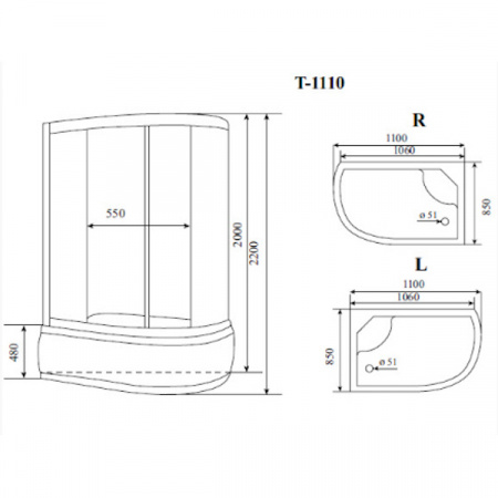 Душевая кабина Timo Standart T-1110 P 110x85 L фото
