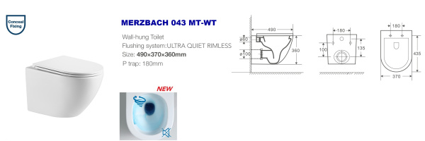 Подвесной унитаз со смывом торнадо WeltWasser WW MERZBACH 043 MT-WT с сиденьем, белый матовый фото