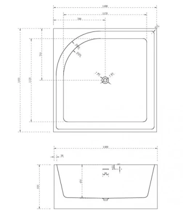 Ванна акриловая Abber AB9337 140x140 фото