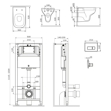 Комплект: инсталляция с унитазом и клавишей AM.PM Like IS48001.801700 фото