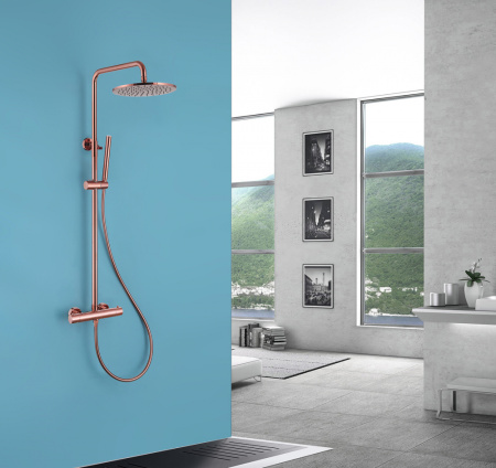 Душевая система с термостатом Abber Wasser Kreis AF8160RG розовое золото фото