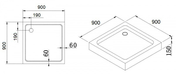 Поддон для душа Cezares Tray TRAY-A-A-90-15-W 90х90 фото