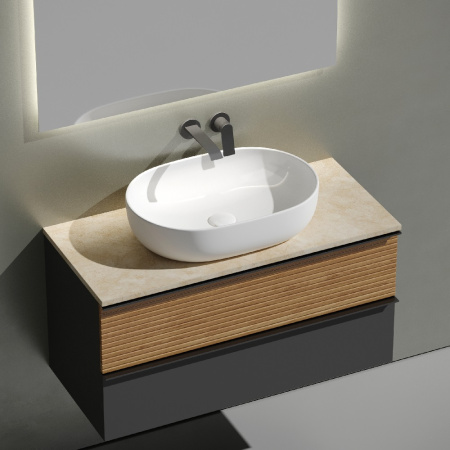 Тумба под раковину Sancos Delta DL100GR дуб красный/графит фото