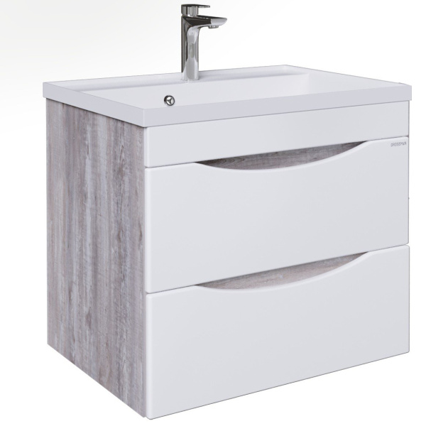 Тумба под раковину Grossman Талис-60 106010 бетон пайн/белый глянец фото