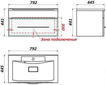 Тумба под раковину Kaksa Кристал 003993 80 см серый фото