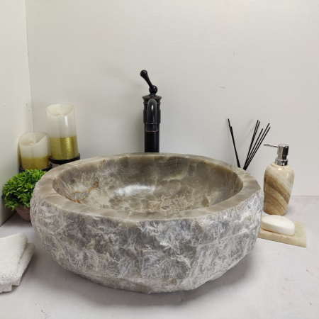 Накладная раковина из оникса Erozy Grey EO-00600 (49*42*15см) фото