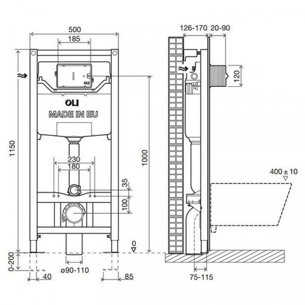 Инсталляция для подвесного унитаза Oli 120 Eco 879236 Sanitarblock mechanic фото