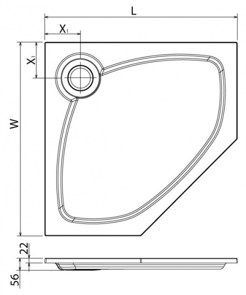 Поддон для душа Cezares Tray TRAY-S-P-100-56-W 100х100 фото