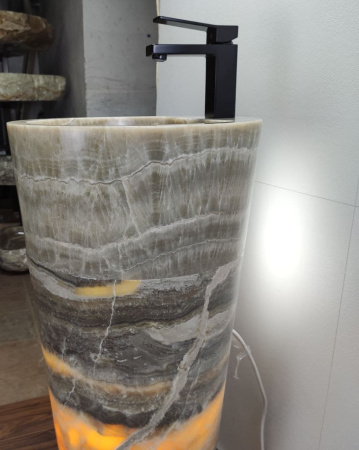 Раковина напольная из оникса Grey ON-01366 (40*40*90) фото