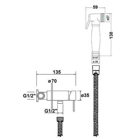 Гигиенический душ со смесителем AQUAme AQM 6010OB бронза фото