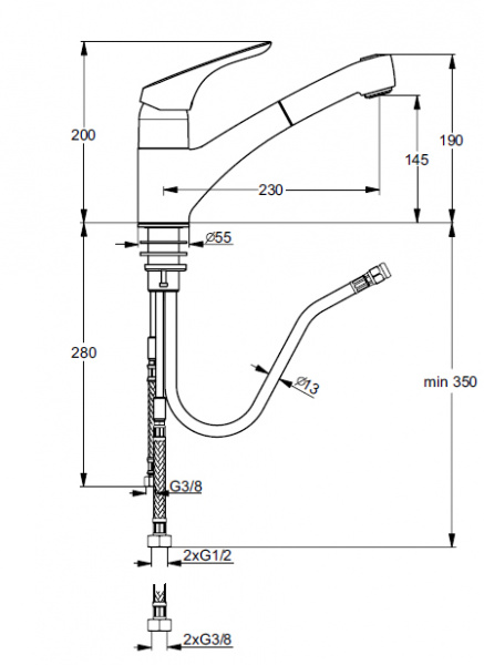 Смеситель для кухни Ideal Standard Cerasprint B5347AA с выдвижным изливом фото