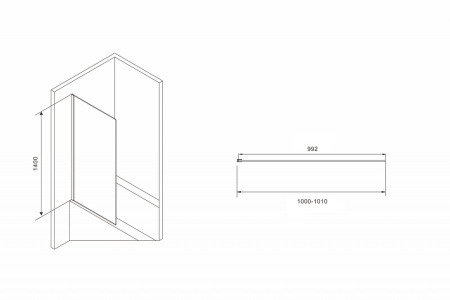 Шторка на ванну ABBER Immer Offen AG71100B 100 см фото