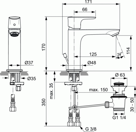 Смеситель для раковины Ideal Standard CONNECT AIR A7012AA фото
