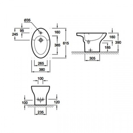 Биде напольное Jacob Delafon Presquile E1348 фото