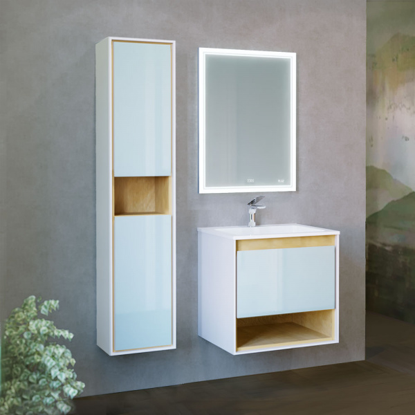 Тумба с раковиной Jorno Glass Gla.01.62/P/W 62 см фото