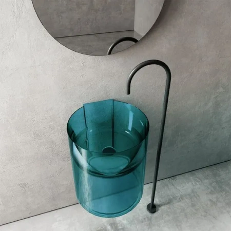 Раковина моноблок подвесная Abber Kristall  AT2704Aquamarin 42x42 фото