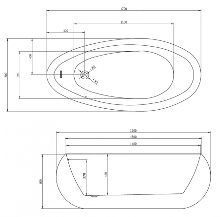 Ванна акриловая Abber AB9243 170x80 фото