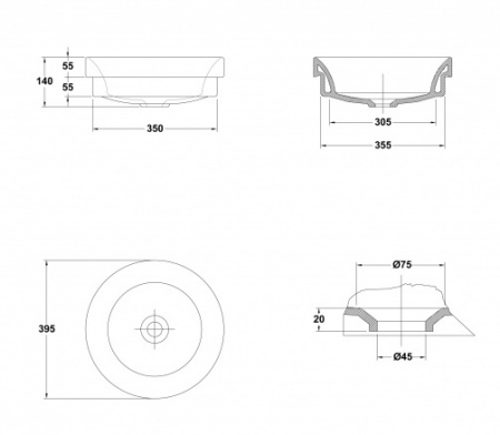 Накладная раковина Gala Circle 04330 39,5 см фото