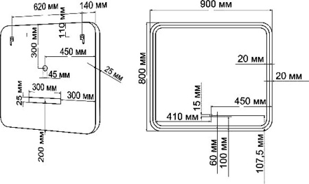Зеркало с подсветкой Art&Max Genova AM-Gen-900-800-DS-F 90 см фото