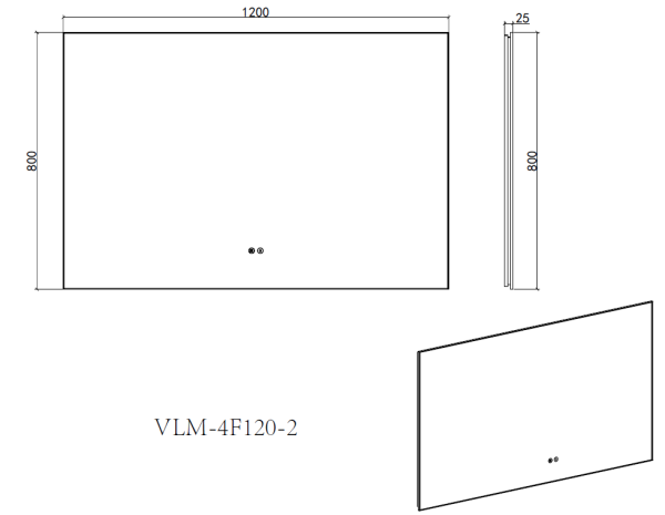 Зеркало с подсветкой в алюминиевой раме Vincea VLM-4F120GM-2 120x80 с сенсорным выключателем и функцией антизапотевания, вороненая сталь фото