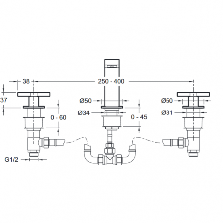 Смеситель для раковины двухвентильный Jacob Delafon Composed E73060-3-TT титан фото