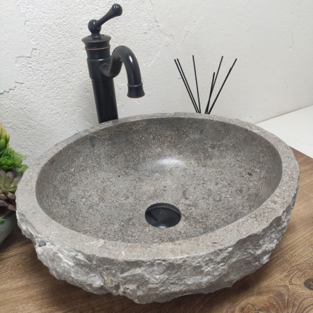 Накладная раковина из мрамора Erozy Grey EM-01376 (45*40*15) фото