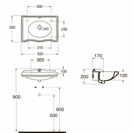 Подвесная раковина Azzurra Jubilaeum JUB200/50 bi*1sx фото