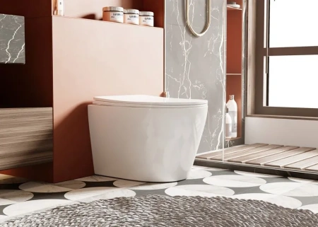 Приставной унитаз безободковый Abber Bequem AC1113 с сиденьем фото