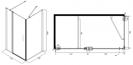 Душевой уголок Am.Pm Bliss L W53G-E8W4W9CT 120х90 фото
