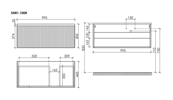 Тумба под раковину Sancos Snob R 1.0 SNR1.0100RW Bianco фото
