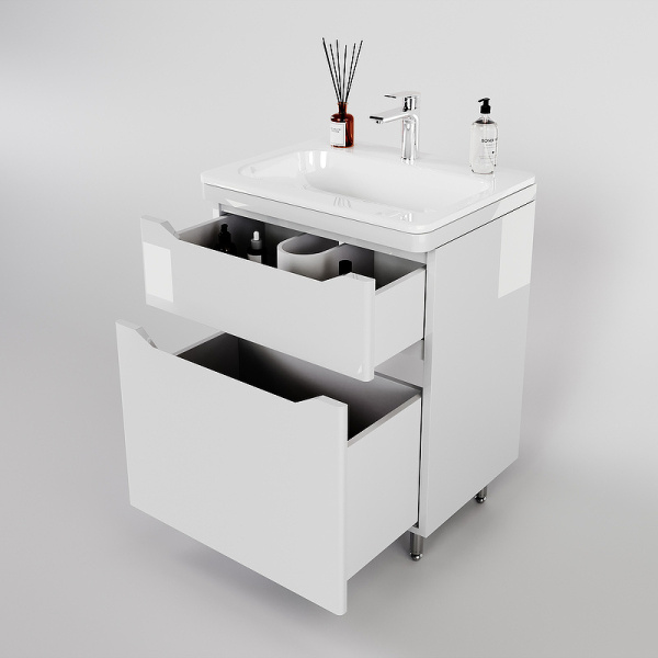 Тумба под раковину Style Line Марелла 60 Люкс Plus СС-00002396 белый глянец антискрейтч фото