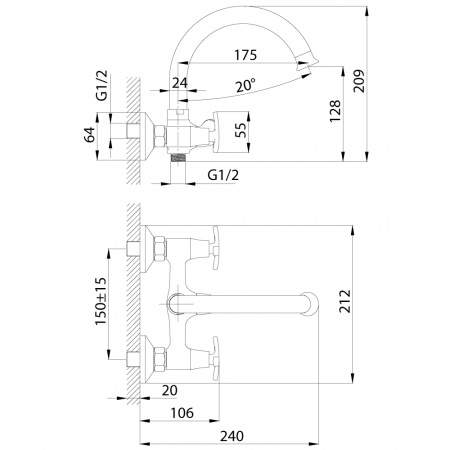 Смеситель для ванны с душем Rossinka RS 40 RS40-83 фото