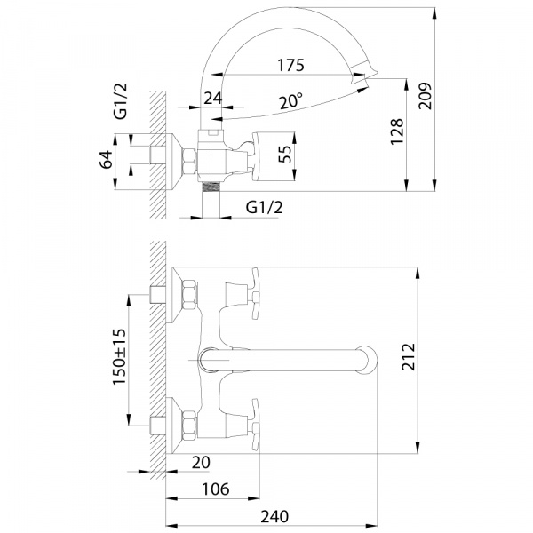 Смеситель для ванны с душем Rossinka RS 40 RS40-83 фото