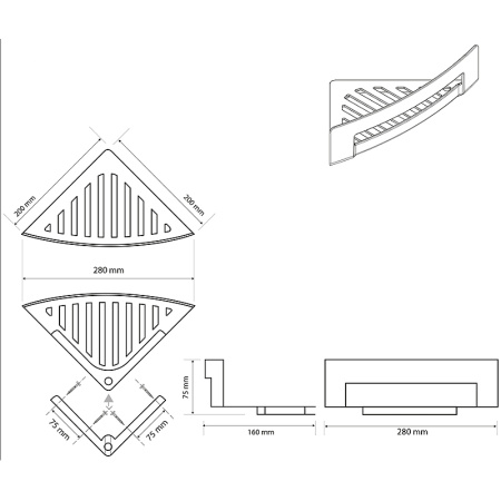 Угловая полка для ванны Bemeta Brilo 161208280 золото фото