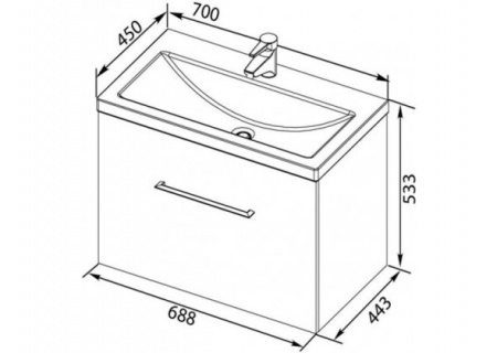 Тумба с раковиной Aquanet Порто 70 00245863 фото