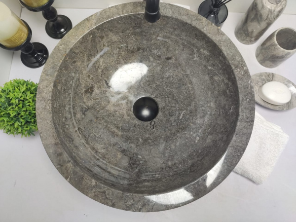 Раковина из мрамора Indo Bowl Marmo Grey Medium BM-00034 фото