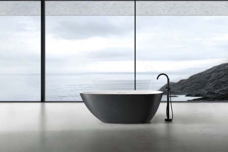 Ванна из искусственого камня Abber Dortmund AM9911BW 170x75 черная  фото