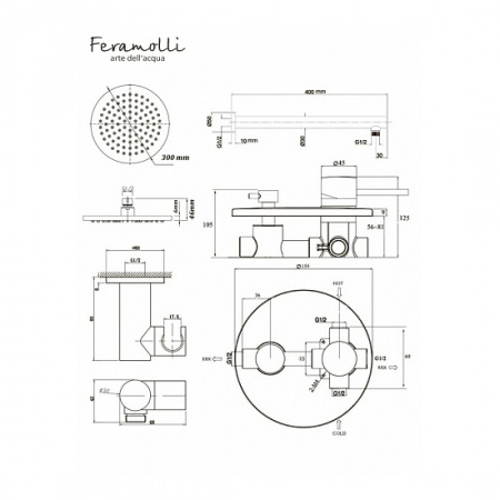 Душевая система скрытого монтажа Feramolli Thermo BL706-12 фото
