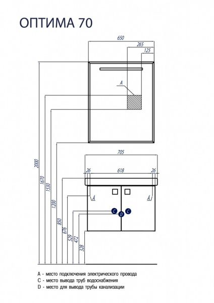 Зеркало Акватон Оптима 65 1A127002OP010 фото