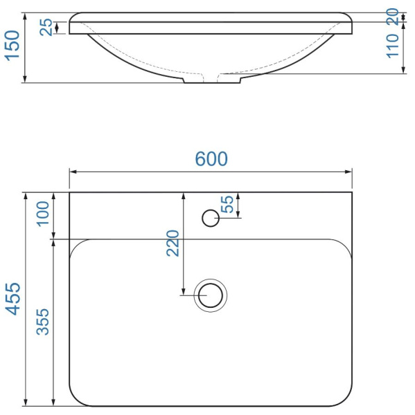 Раковина Raval Solo Solo 08.60/W/RL 60 см фото