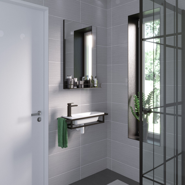 Зеркало с полочкой Grossman Метрис 205001 черное фото